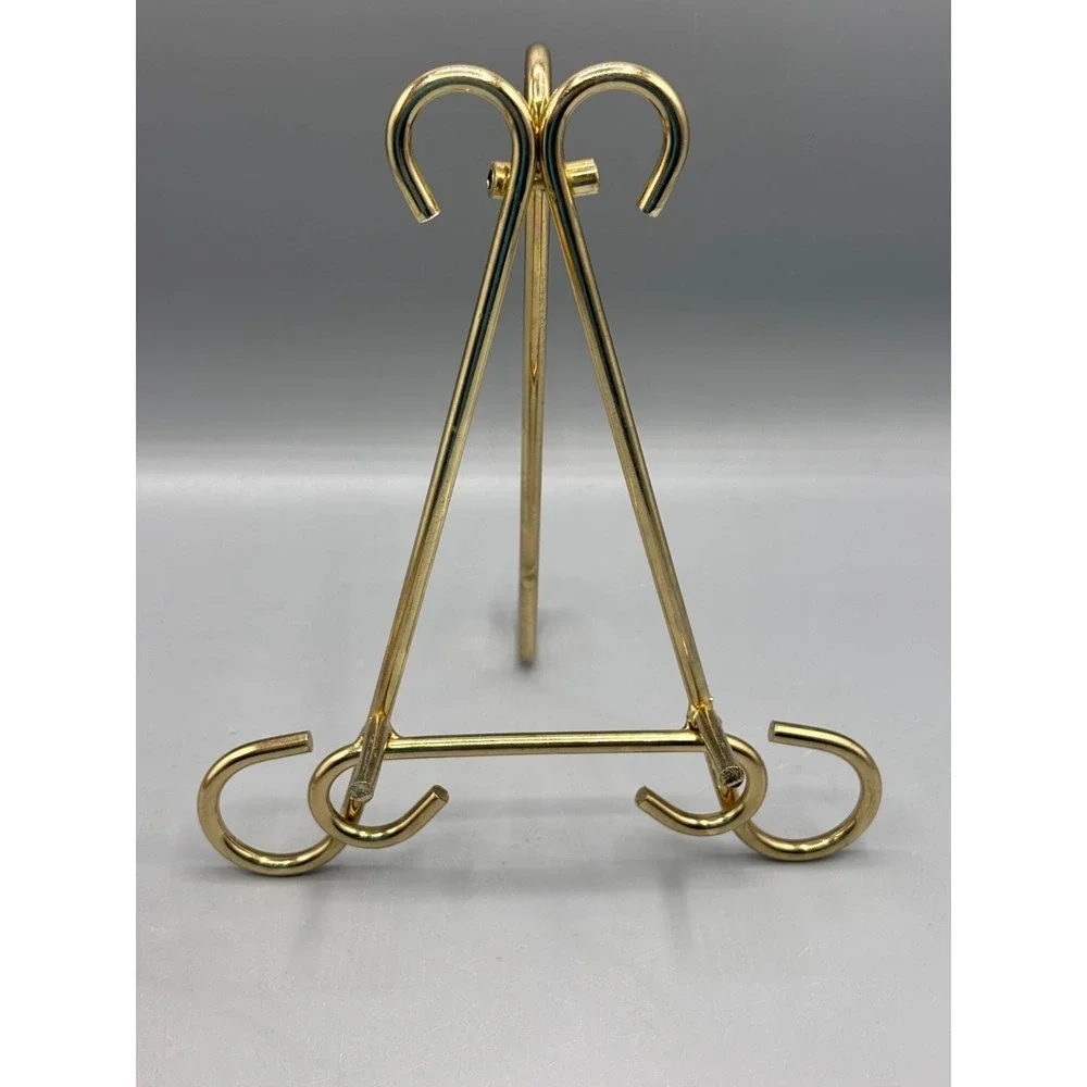 Gold Metal Easel‎ Stand For Plate Or Frame Display 7 Inches Tall